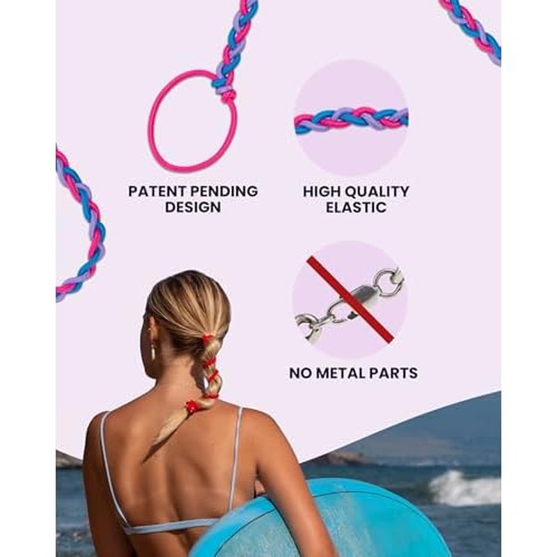 Rip Tie 24" x 3mm Extra Hold Soft Hair Tie for Women, 5 Pack Multicolor ? Tangle Free Ponytail Holders ? Prevents Hair Damage ? Ideal for Activities like Surfing, Exercising, Running, and More