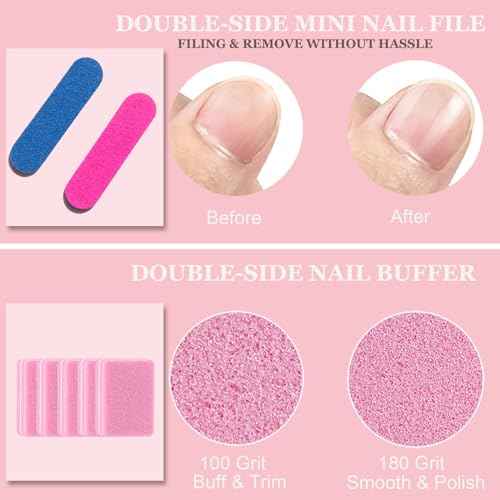 20PCS Press on Nail Tool Kit: Nail Prep Kit with Nail Glue, Glue Remover, Mini Nail File, Nail Buffer, Prep Pad,Adhesive Nail Tabs, Wood Stick, Instruction Card for Press on Nail Packaging