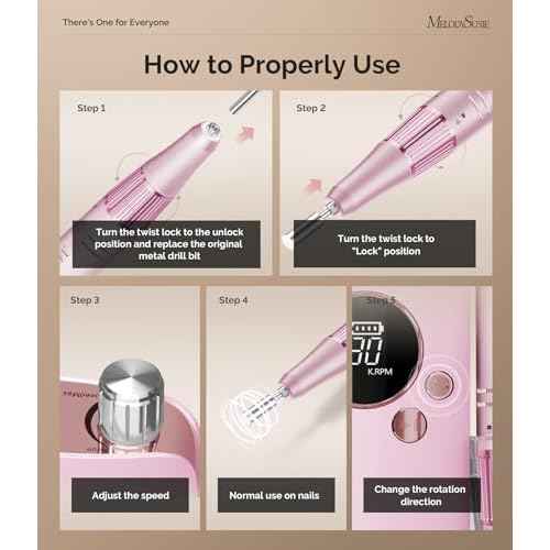 MelodySusie Professional 30000RPM Nail Drill, SC320F Cordless Clip-on Nail File with Drill Bits & Sanding Bands, Rechargeable Electric Efile for Acrylic Nails, Gel Polish Removal at Home Salon