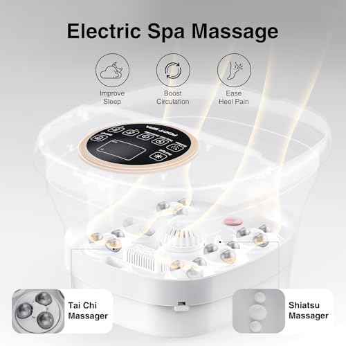 Electric Pedicure Foot Spa with Bubble and Heat,Collapsible Foot Soaking Tub with Remote Control,Pedicure Tools for Feet and Automatic Foot Massager,Foot Bath Soak Tub