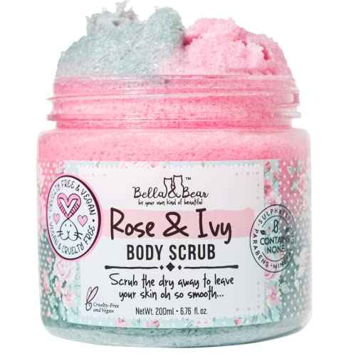 Bella & Bear Rose & Ivy Body Scrub - Vegan & Cruelty-Free Oil-Free Exfoliator | Polish Your Skin to Perfection | 6.7oz of Floral Bliss for All Women