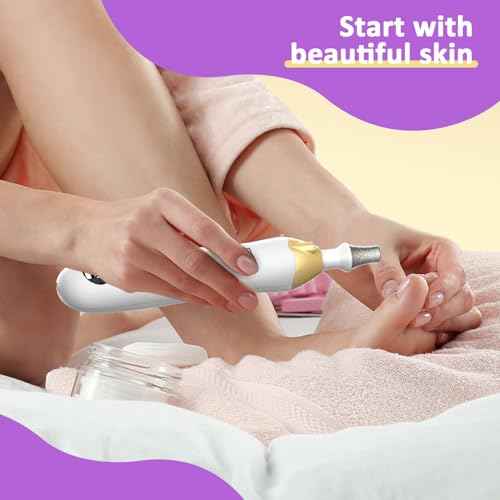Callus Remover for Feet, Electric Foot Callus Remover - 8 Grinding Heads, 9 Speeds, Rechargeable Foot File - Professional Pedicure Tool for Hard Skin, Calluses & Cracked Feet White