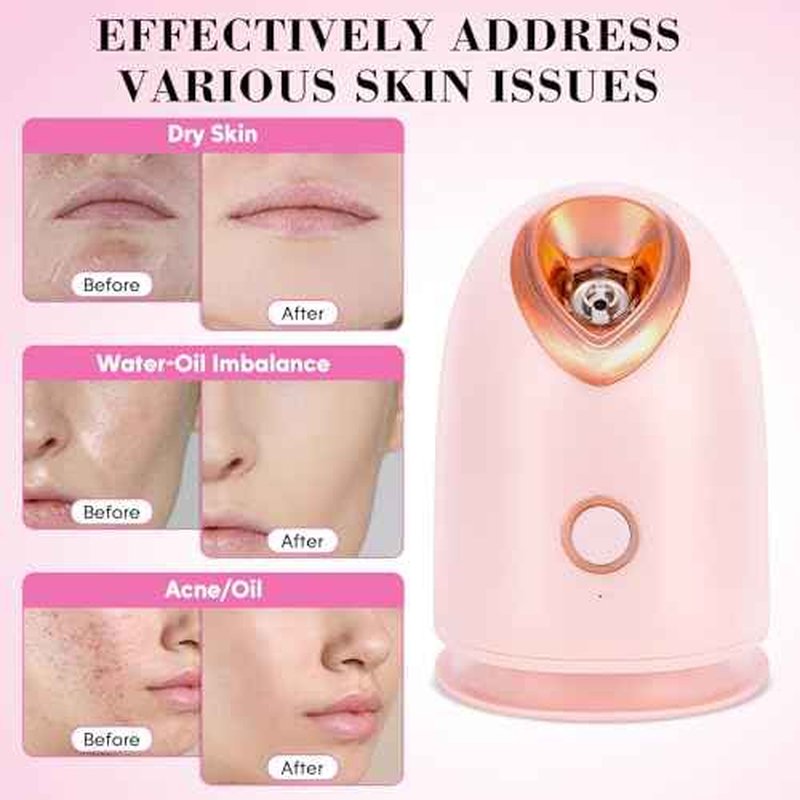 Facial Steamer Spa Kit, Skin Scrubber, Nano Ionic Face Steamer for Deep Cleaning Unclogs Pores, Warm Mist Humidifier Steamer for Face Home Sauna SPA