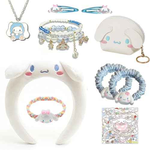 Kawaii Accessories Gift Set Include Cute Headband, Hair Band, Hair Ties,Hair Clips, Purse Stickers Necklace Bracelet (Blue)