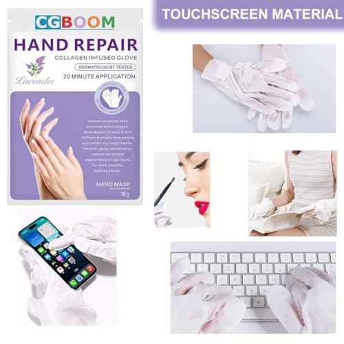 Hand Mask Moisturizing Glove 5 pack, Hand Peel Mask Exfoliating Gloves, Hand Repair Glove for Dry Hands Treatment, Remove Dead Skin, Rough Skin, purple