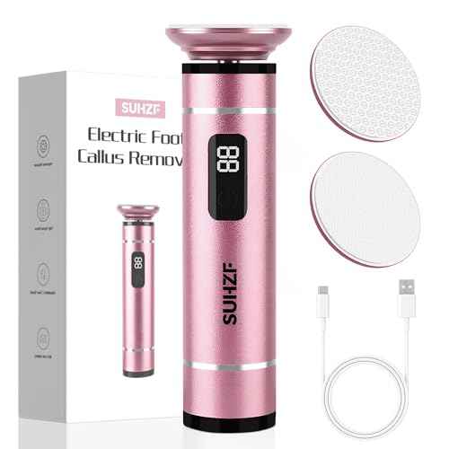 Electric-Foot-File-Callus-Remover Glass Grinding Head Electric Callus Remover for Feet Rechargeable Foot Grinder Dead Skin Pedicure Tools Adjustable Speed Foot Sander with Led Display (Pink)