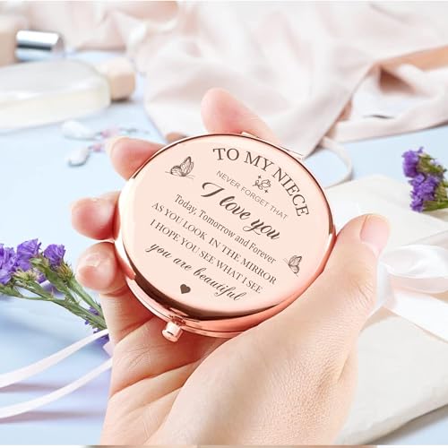 Niece Compact Mirror - Makeup Mirror Gifts for Niece from Aunt, Birthday & Christmas