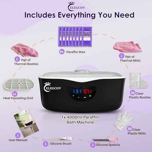 Paraffin Wax Machine for Hand and Feet - ELEGCOV Paraffin Wax Warmer with 8 Packs Lavender Bath Wax Refills Kit£¬Hand and Foot Moisturizing Care Kit, 4000ml Fast Meltdown Parafin Hot Wax Machine