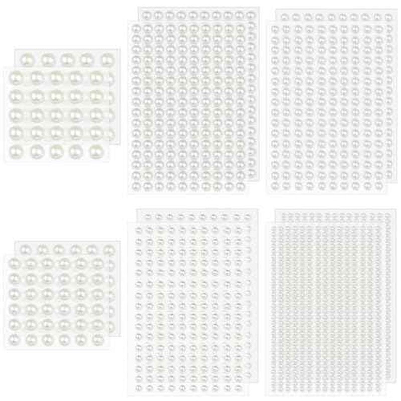 1982 Pcs Self-Adhesive Pearl Stickers, Multiple Sizes, Decorative Pearl Gems for Face, Crafts, Hair, Makeup, Nail