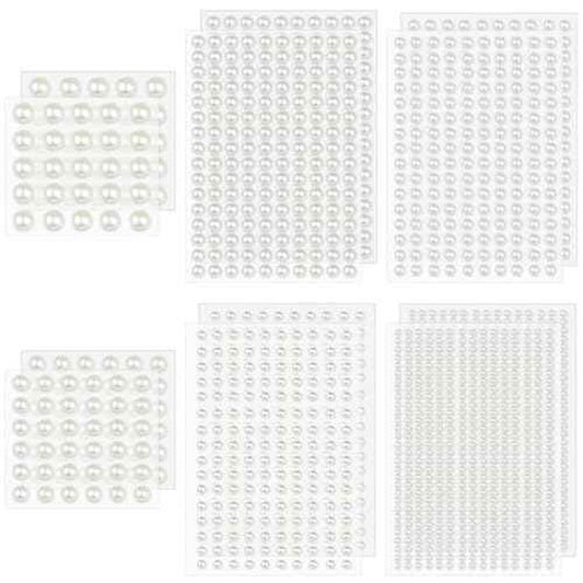 1982 Pcs Self-Adhesive Pearl Stickers, Multiple Sizes, Decorative Pearl Gems for Face, Crafts, Hair, Makeup, Nail