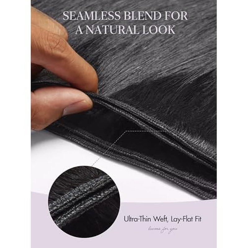 LUVME Human Hair Bundles 16 inch Straight Bundles Human Hair Extensions, 100% Brazilian Virgin Human Hair 1 Bundle, Unprocessed Double Weft 15A Grade, Soft & Full Natural Look for Black Women