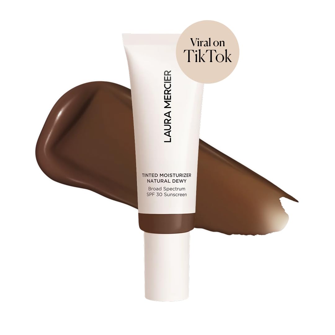 Laura Mercier Tinted Moisturizer Natural Dewy with SPF 30: 24HR+ Hydration, Long Lasting, Sheer to Light, Buildable Coverage, Dewy Finish, Improve Skin Tone and Texture, Skin Tint, Sable