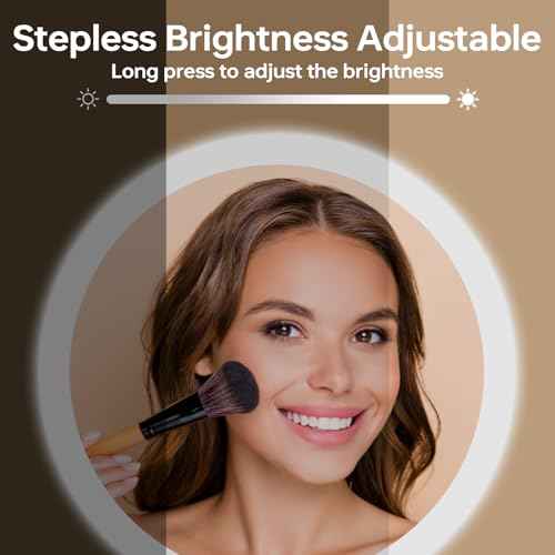 9" Magnifying Mirror with Lights 20X, Height Adjustable Lighted Makeup Mirror with Magnification, 5000mAh Rechargeable Battery, Dimmable, 3 Lighting Colors, Black