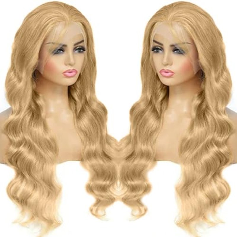 Honey Blonde Lace Front Wig Human Hair 13x4 Hd Lace Frontal Wigs 150% Density Honey Blonde Wig Human Hair 27# Colored Body Wave Wigs Pre Plucked With Baby Hair 20Inch