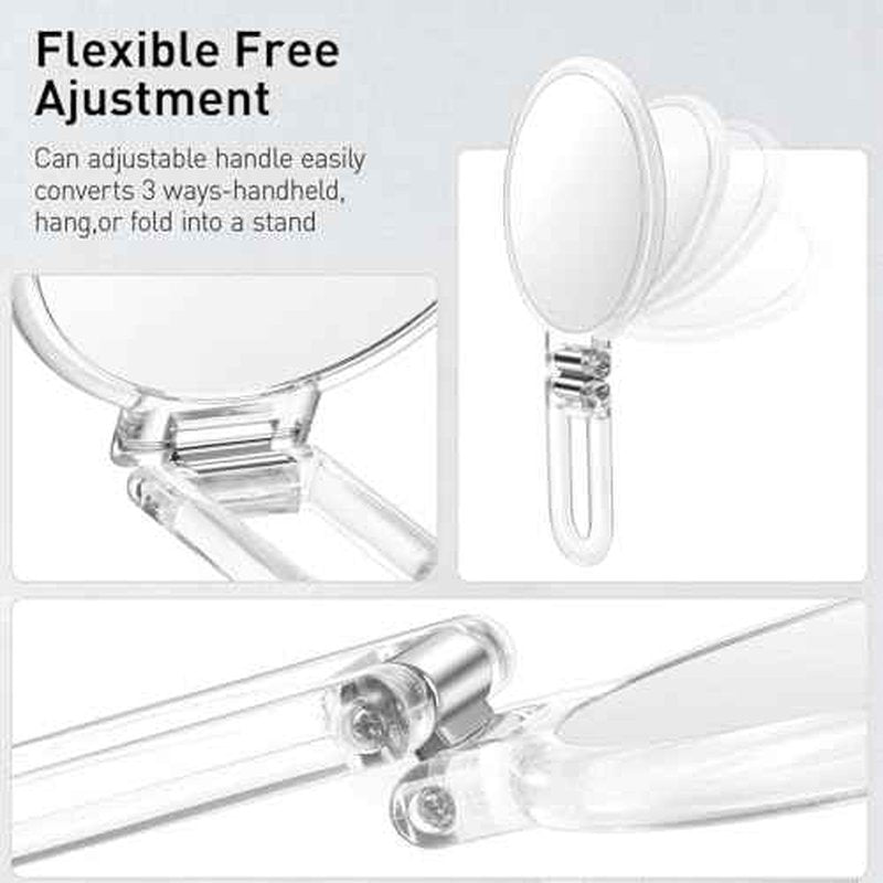 LFOYOU Magnifying Handheld Mirror Double Sided, 1X 15X Magnification Hand Mirror, Travel Folding Held Adjustable Rotation Pedestal Makeup Desk Vanity Mirror