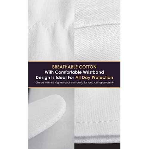 White Gloves Large (10 pair) - Cotton Gloves for Eczema, Cotton Gloves for Dry Hands, White Cotton Gloves for Women, Spa Glove, Lotion Glove, Sleeping Glove