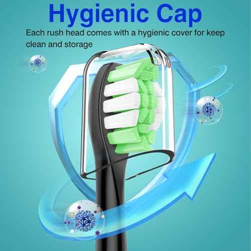Fit for Sonicare Replacement Heads, Toothbrush Replacement Brush Heads Compatible with Philips Sonicare Click on Electric Toothbrush, 10 Pack, Black
