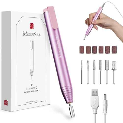 MelodySusie Electric Nail Drill, PC100G PocketNail USB Portable Nail File for Beginner, Pen-Shaped Compact Efile Machine for Acrylic Gel Polishing Manicure Pedicure Tool with Drill Bits Sanding Bands