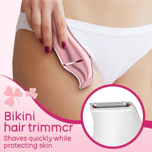 2-in-1 Bikini Trimmer for Women, Gifts for Women, Electric Shaver for Womens, Rechargeable Wet Dry Lady Hair Remover,IPX7 Waterproof, Razor for Legs