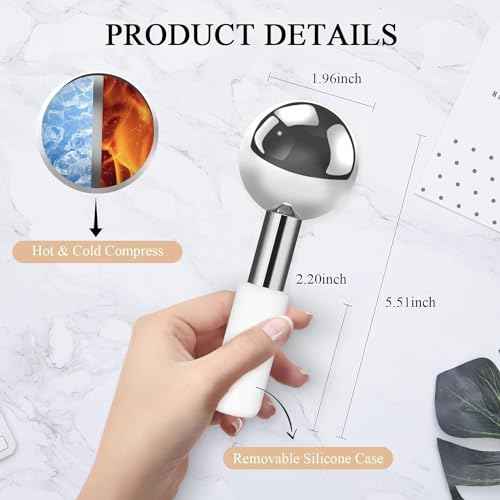 Ice Globes Stainless Steel Beauty Facial Massagers for Face & Eyes, Premium Unbreakable Stainless Steel Cryo Sticks for Beauty Routines, Facials Cold Rollers Cooling Globes(Silver,2Pack)
