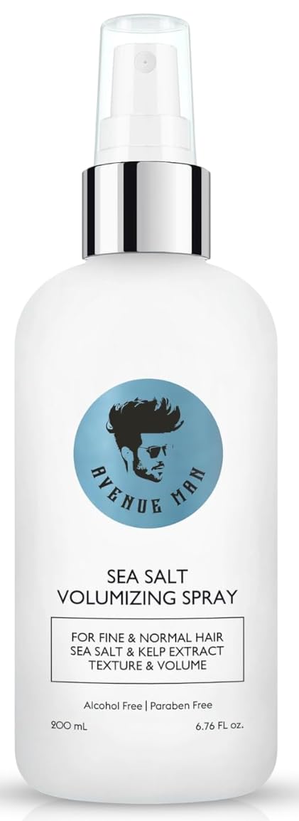 Avenue Man Volumizing Sea Salt Spray for Men - Lightweight Sea Salt Hair Spray for Men - Paraben & Sulfate-Free - Mens Hairspray for Fine & Normal Hair with Kelp, Papaya, Brown Seaweed - 6.76 oz