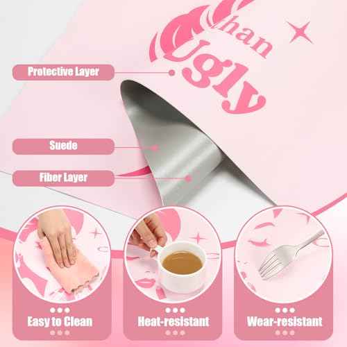 Coquette Makeup Mat for Vanity Top Protector, Dual Sided Leather Vanity Mat Waterproof Mouse Pads Dressing Desk Makeup Table Cover Nonstick Countertop for Women