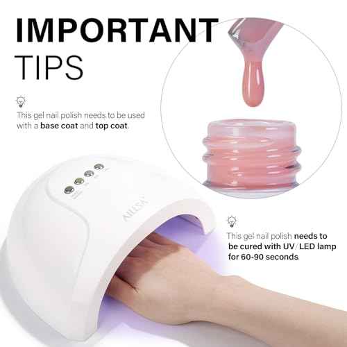 AILLSA Nude Pink Gel Nail Polish Misty Rose Jelly Gel Polish Neutral Sheer Translucent Gel Polish Long Lasting Light Pink Color Soak Off U V Gel for French Manicure Nail Art at Home 0.51 Oz