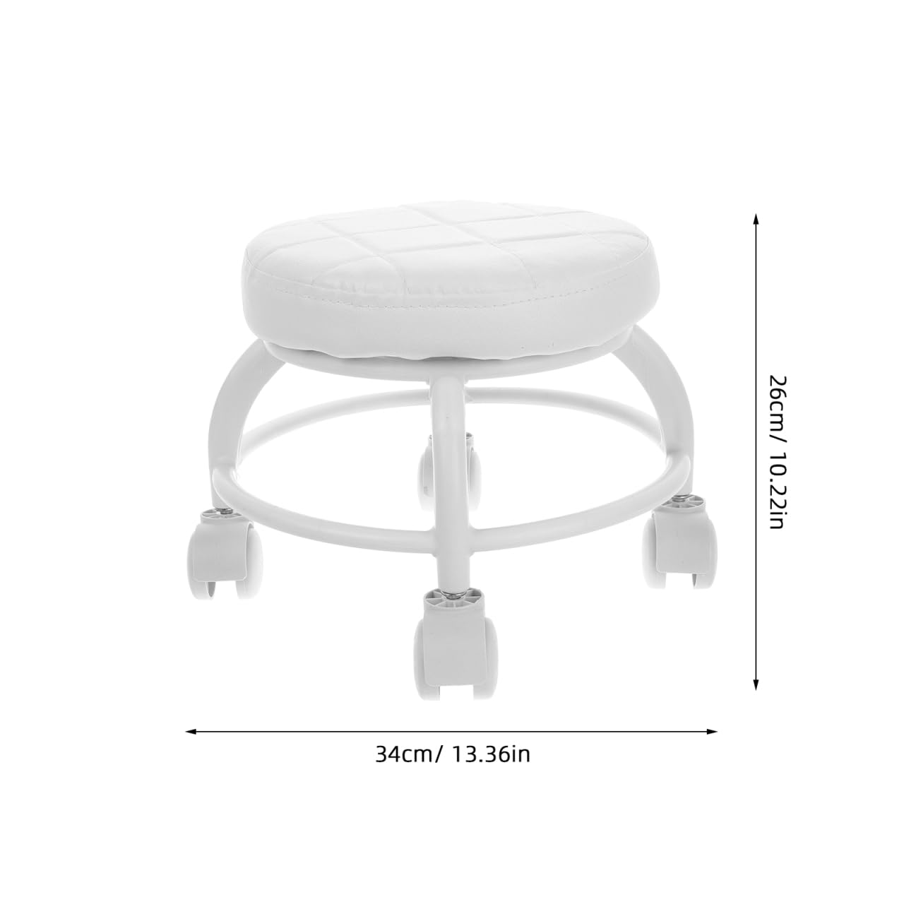 Healeved Rolling Beauty Stool with Swivel Wheels Pu Cushioned Seat Small Round Manicure Stool for Pedicure Spa Massage Salon Chair 10.24X13.39X10.24 Inches