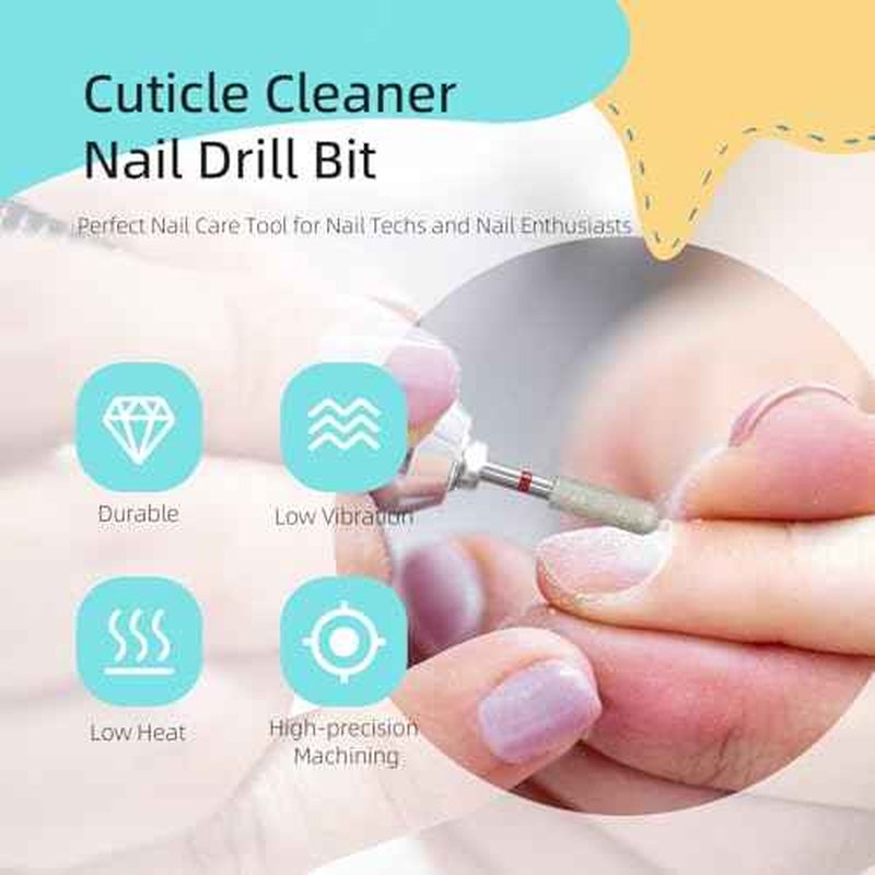 4mm Round Barrel Cuticle Clean Nail Drill Bits, Russian Diamond Nail Bit Professional Safety Under Nail Cleaner Burr for Cuticle Dead Skin, Electric Nails Drill Accessories, Fine