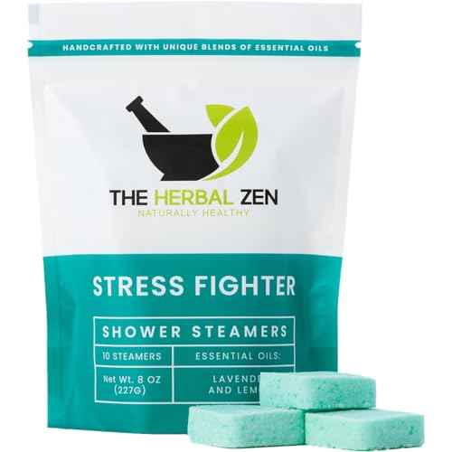 Stress Fighter Shower Steamers Aromatherapy for Relaxing - Christmas Gift - Adult Stocking Stuffer - USA Made - Lavender & Lemon Shower Bomb Tablets - Soothing Natural Essential Oils (10 Pack)