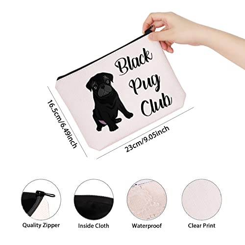 TSOTMO Pug Lover Gift Zipper Pouch Makeup Bag - Black Pug Club Puppy Love