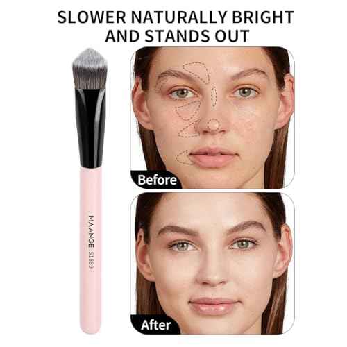 MAANGE Makeup Brushes 4 Pcs Makeup Brush Set for Foundation Concealer Contour Liquid Blending Face Kabuki Makeup Brush Kit (Pink)