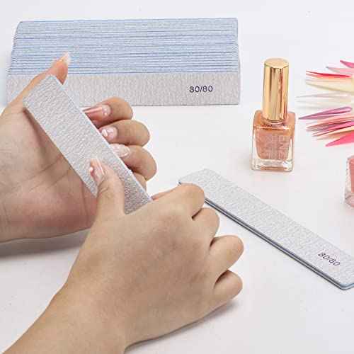 BTYMS 80/80 Grit Nail File - Professional Double-Sided Coarse Emery Boards for Shaping Acrylic & Gel Nails