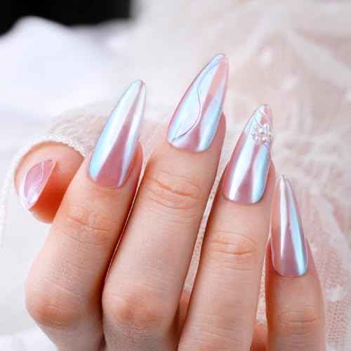 Pretty Diva Moonlight Chrome Nail Powder, Unicorn Mermaid Chrome Powder for Nails, Aurora Nail Powder Iridescent Nail Chrome Powder, Nail Art Glitter Decoration for Home DIY Salon Manicure Pigment