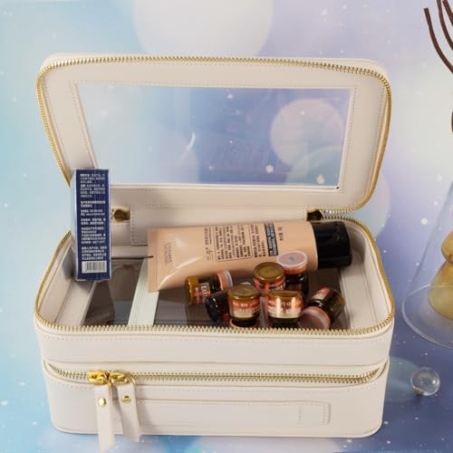 SANHECUN Clear Travel Toiletry bag Toiletry Case Carry on Travel Accessories Bag Makeup Bag(White, SHC-TL-2)