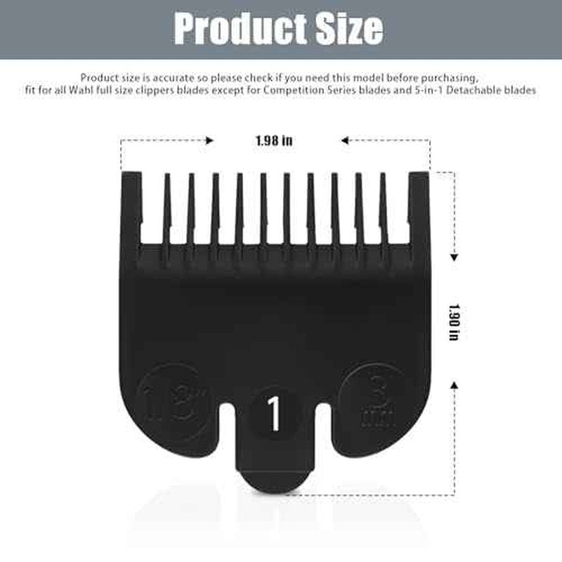 For Wahl #1 Guide Comb Attachment 1/8" (3.0 mm), Professional Clipper Guard Replacement for Wahl, Trimmer Guards set, Hair Cutting Guard Attachment 3114-001, Black (2 Pack)