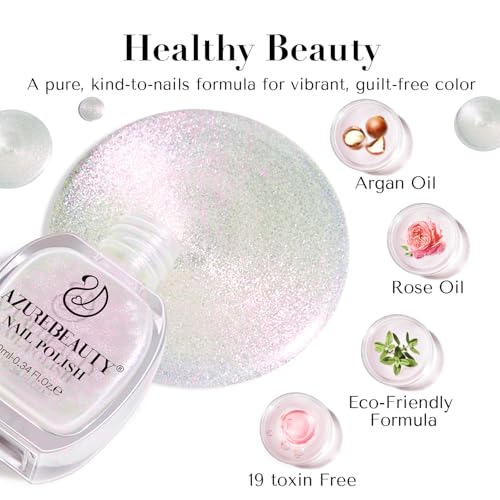 AZUREBEAUTY Chrome Quick Dry Nail Polish | Shine Pearl, Natural Lustrous Enamel | DIY Manicure & Pedicure with Chrome Finish