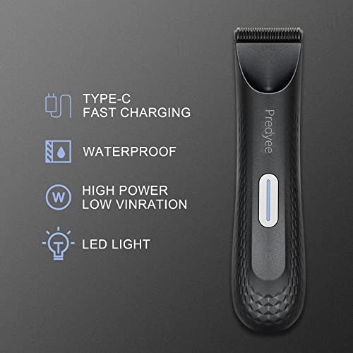 Manscape Trimmer for Men - IPX7 Waterproof Ball/Body Trimmer w/LED Light & Ceramic Blade, 120Min Groomer for Pubic/Groin/Chest, USB-C Fast Charge, No Nicks, Gifts for Him Dad Husband