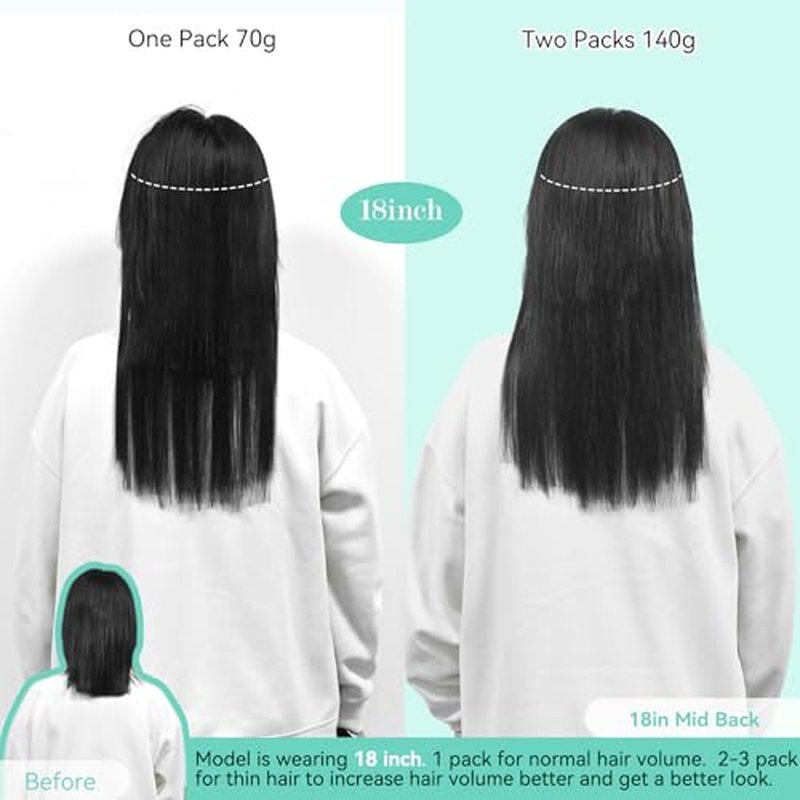 Ukira Brown Hair Extensions Real Human Hair, 18 Inch 75g 7pcs Medium Brown Clip in Hair Extensions Real Human Hair, Soft Natural Straight Remy Human Hair Clip in Extensions for Women