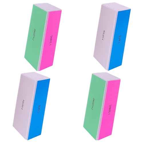 4 Way Nail Buffer Block (4 Pcs), Nail Shine Buffers Blocks Files for Natural and Acrylic Nails Smoother Buffing Block Polisher Fingernail File Buffer 120/240/600/3000 Grit for Buffing Shinning