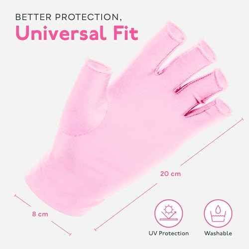 SUNUV LED Gloves for Gel Nails, UPF 50+ Anti UV Gloves for Gel Nail Lamp, Professional UV Gloves for Nail Techs