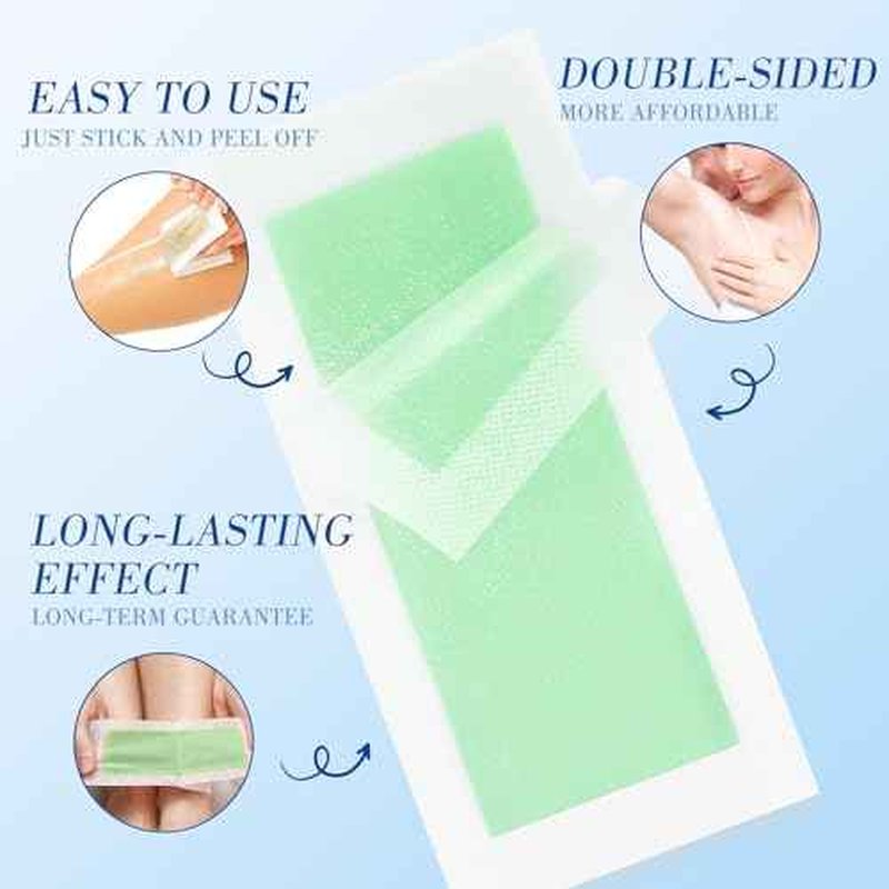 60PCS Wax Strips for Hair Removal - 40 Body & 20 Facial Hair Removal for Women - Waxing Kit for Women, Face, Body, Arms, Legs, Chest, Back, Bikini/Brazilian Waxing Strips & 4Calming Oil Wipes