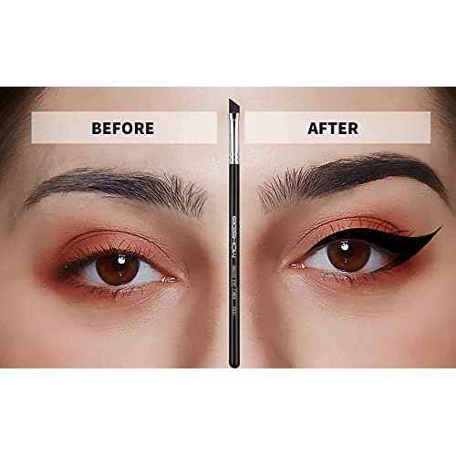 Eyeliner Brush Fine Angled - PRO Precision Gel Eye Liner Makeup Brush -Ultra Thin Slanted Flat Angle - Premium Cruelty Free Synthetic Bristles (E835 2piece)