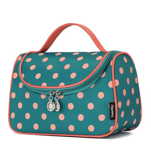 Yeiotsy Travel Cosmetic Bag ? Polka Dots Makeup Travel Organizer, Hanging Toiletry Bag for Women