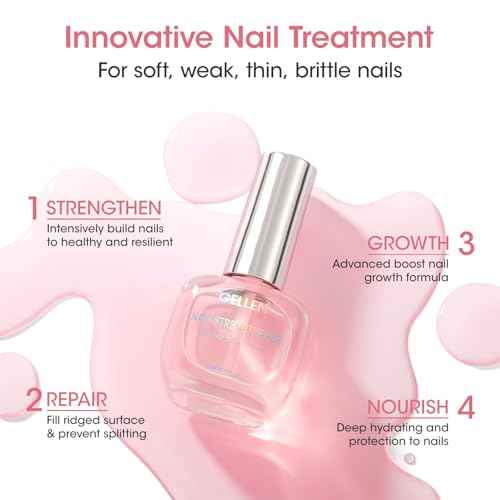 GELLEN Nail Strengthener, 8-In-1 Nail Repair Serum Growth for Thin Brittle Damaged Nails, Non Polish, Air Dry Clear Nail Growth Care Treatment, Keratin Calcium Formula, Cherry Blossom Scent