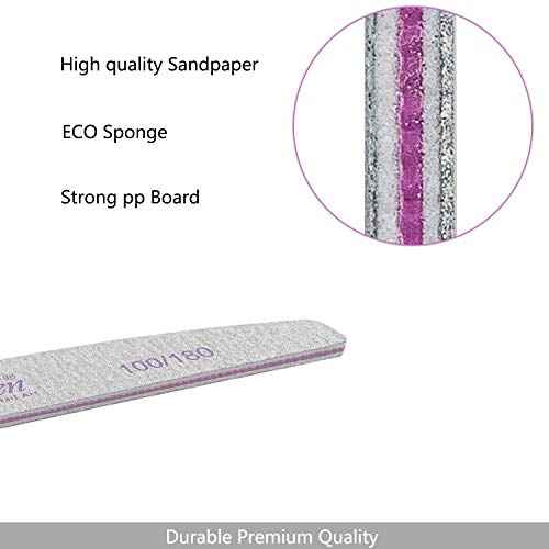 25 Pcs 100/180 Grit Nail Files, Washable Double Sided, Professional Emery Boards for Acrylic, Gel, Natural Nails, Salon & Home Use