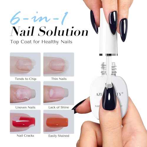 AZUREBEAUTY Natural Top Coat Nail Polish ? Clear, Quick Dry, Long Lasting, Glossy Shine, Air Dry Formula, Smooth Finish, Nail Lacquer for Manicure & Nail Art, Salon-Quality