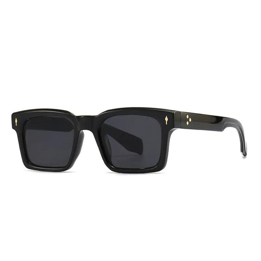 DSVIGF UV400 Square Sunglasses for Men & Women - Rivet Accents & Gray Gradient Lenses - Driving & Outdoor Shades