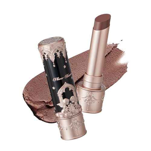 Flower Knows Little Angel Matte Lipstick,Super Soft & Ultra Silky Lip Mud Stick,Long Lasting & Moisturizing Vegan Lip Makeup for Girls&Women,Velvety Brown Finish(C09 Dark Angel)