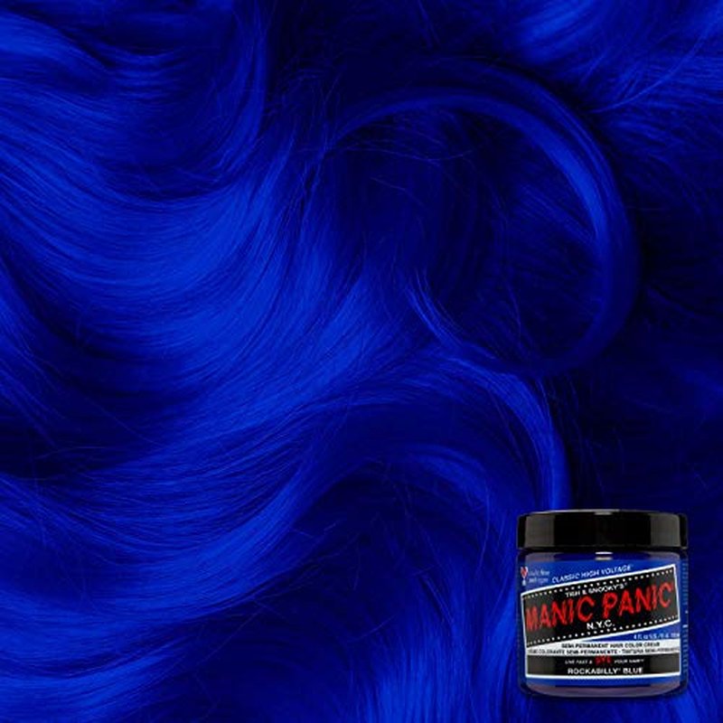MANIC PANIC Classic Rockabilly Blue Semi Permanent Hair Color - True Neutral Blue Hair Dye for Women & Men That Lasts 4-6 Weeks - Vegan, Ammonia & Cruelty-Free - Create & Mix Custom Shades (4oz / 3pk)